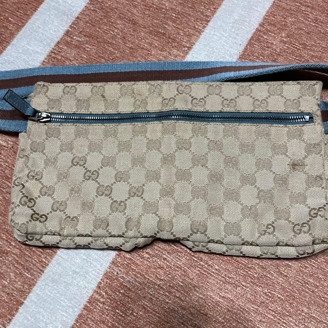 GUCCI GGパターン ウエストポーチ ベージュ・青