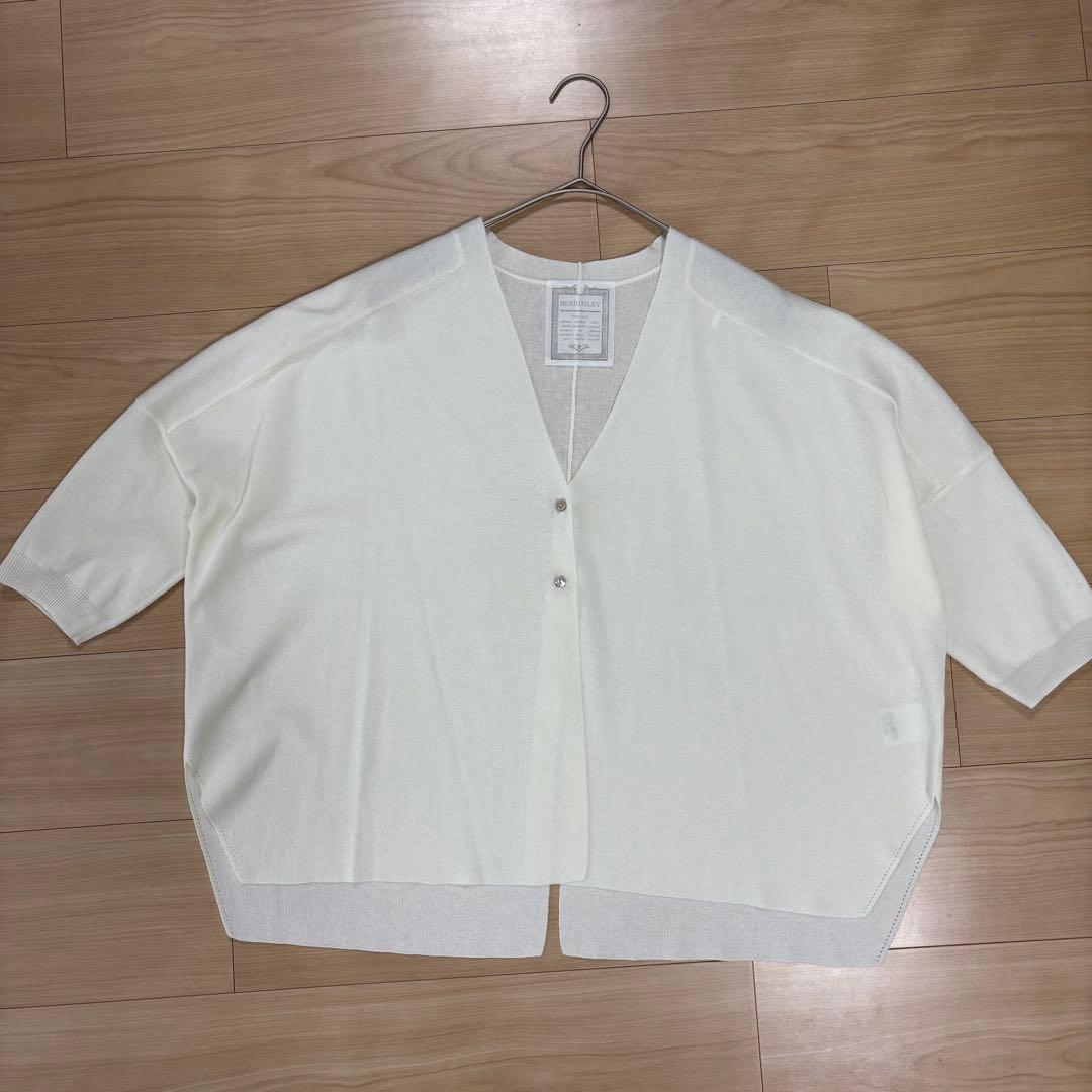 【未使用】24SS BEARDSLEY サラッとカーディガン F 白 手洗い可
