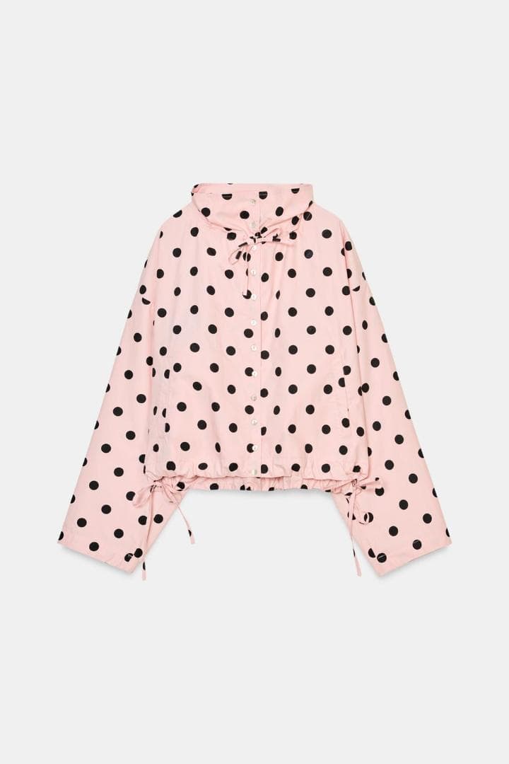 新品‼ ZARA ドットプリントジャケット ライトピンク色 L