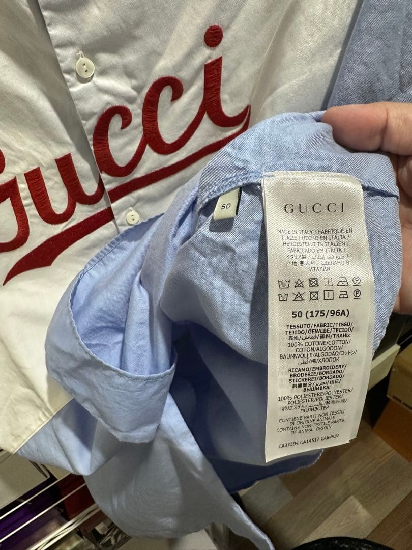 GUCCI スクリプト ボウリング シャツ オーバーサイズシャツ 50