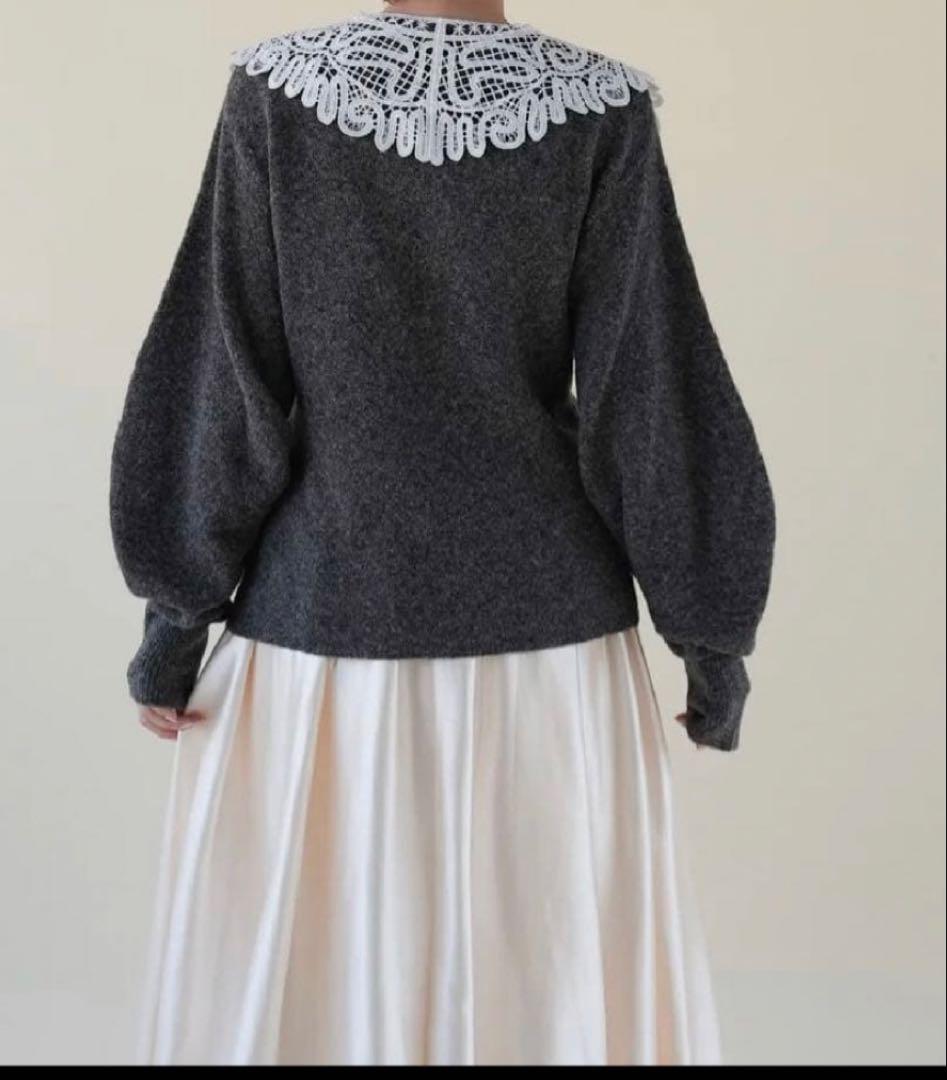 acka lace collar knit cardigan タグなしセール