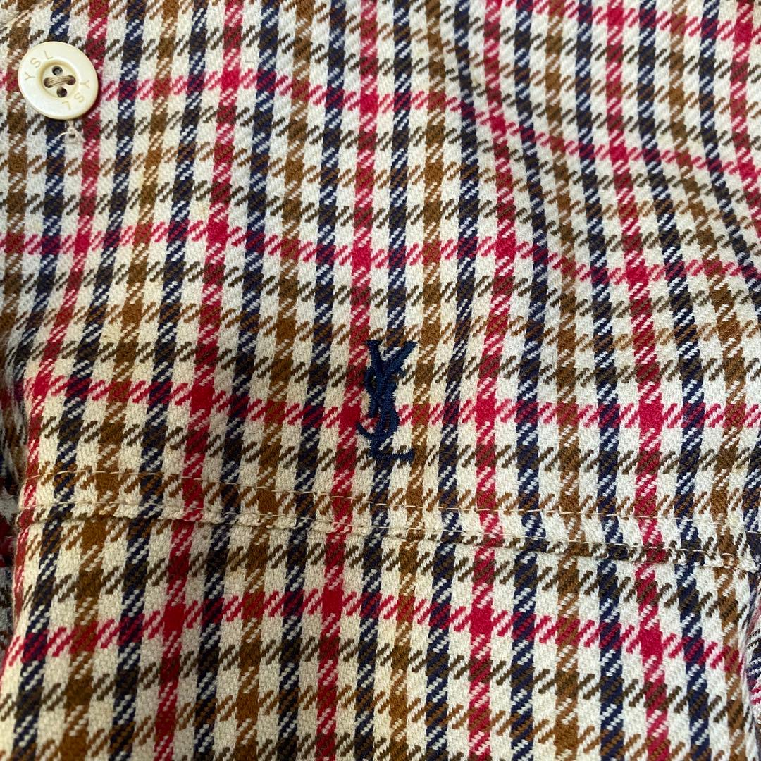 80s イブサンローラン YSL チェック 短丈ブルゾン スイングトップ 赤リブ