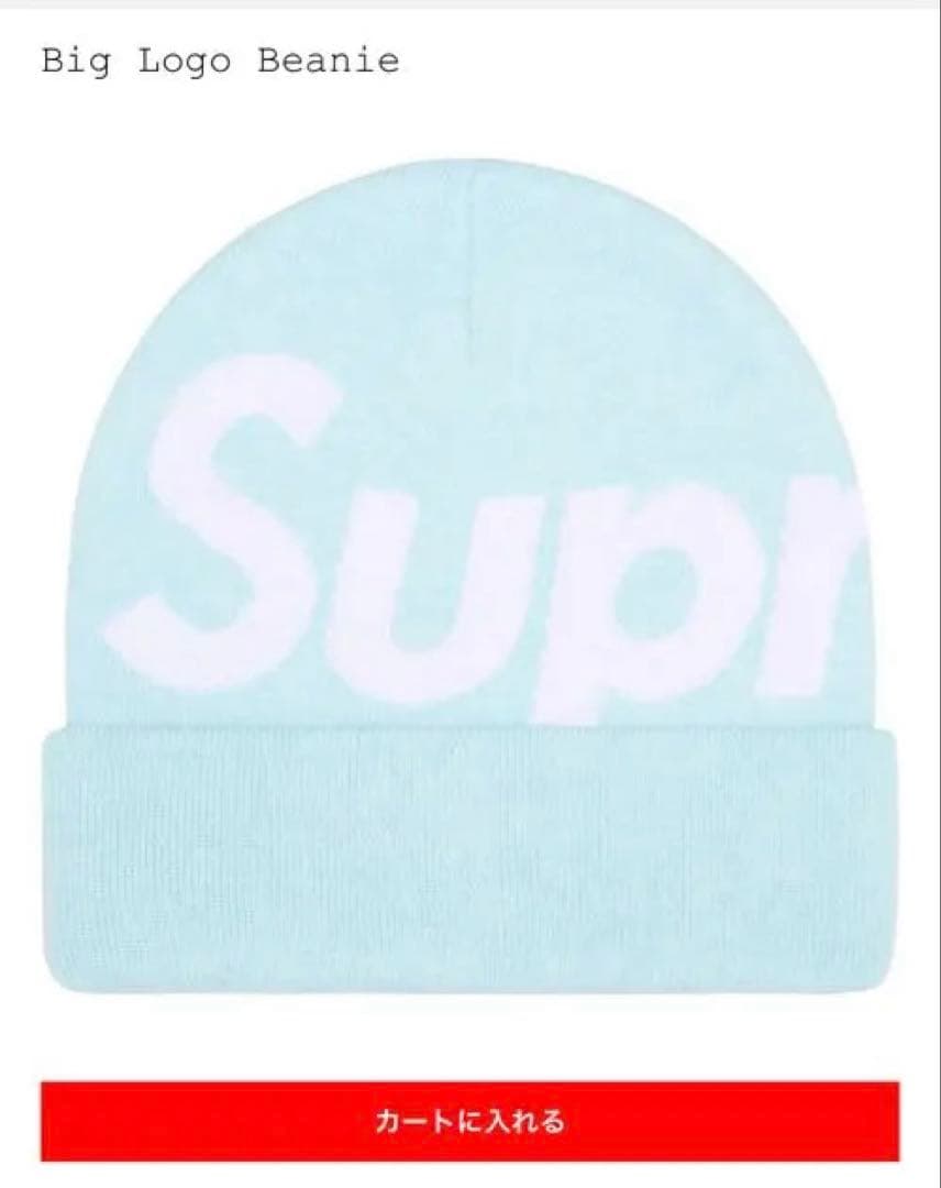 Supreme Big Logo Beanie ライトブルー　shimo