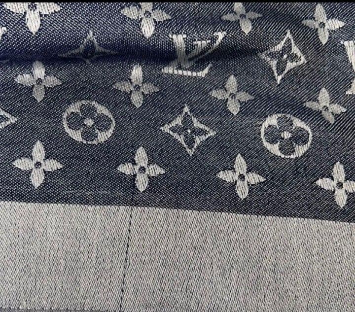 美品LOUIS VUITTON ストール グレーxネイビー140cm×