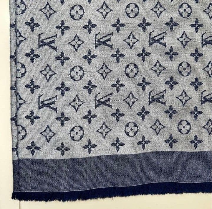 美品LOUIS VUITTON ストール グレーxネイビー140cm×