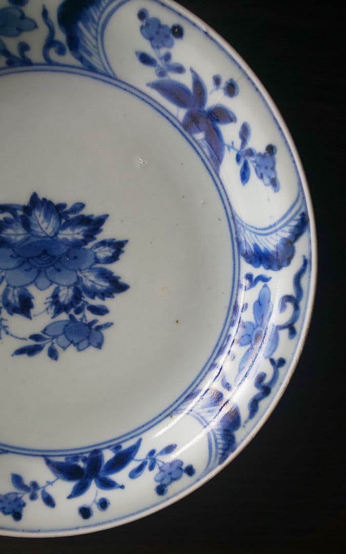 古伊万里 渦福 柿右衛門 染付牡丹松竹梅文 輪花皿