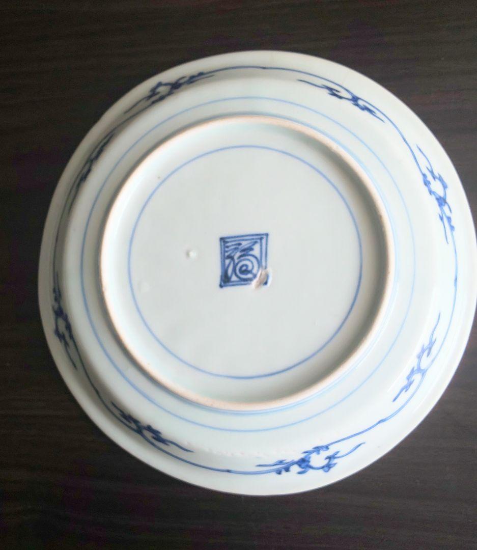 古伊万里 渦福 柿右衛門 染付牡丹松竹梅文 輪花皿