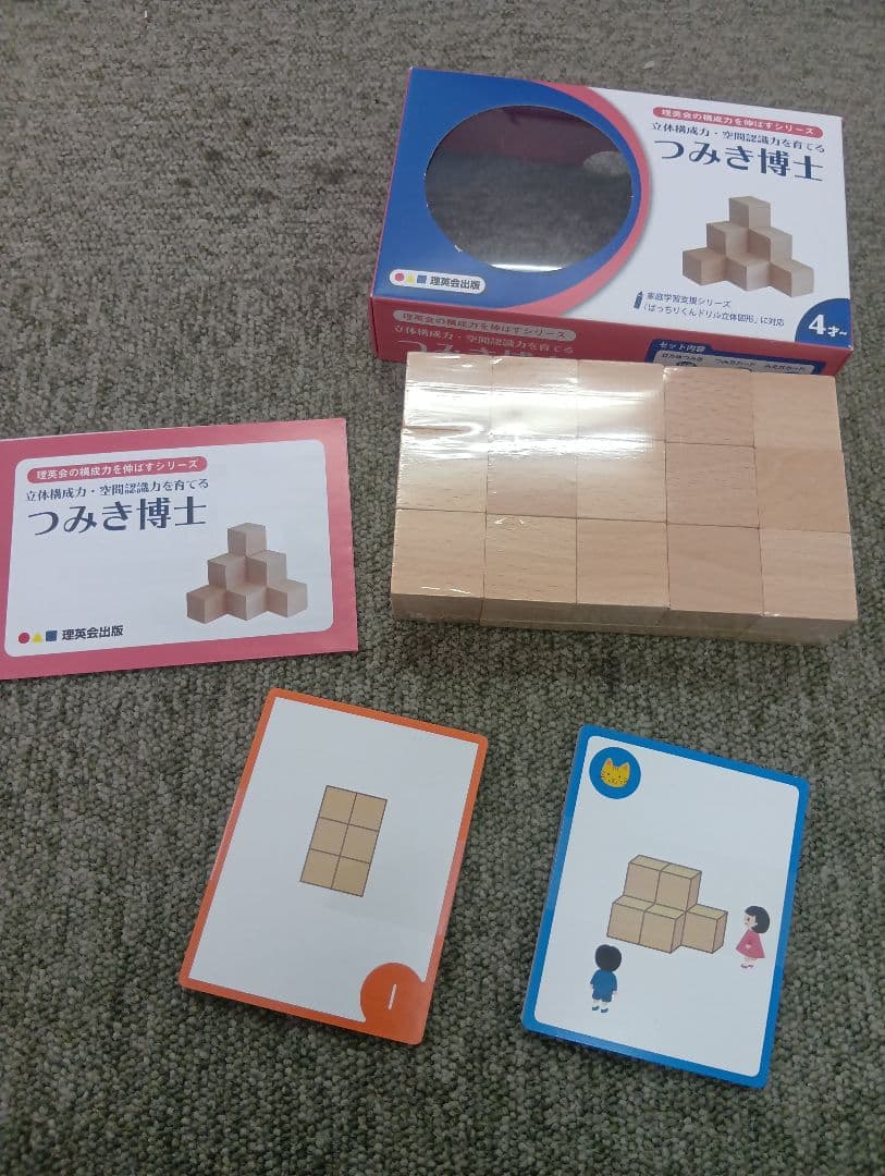 理英会　博士シリーズ教具　カード/つみき/プレート　6種類　中古