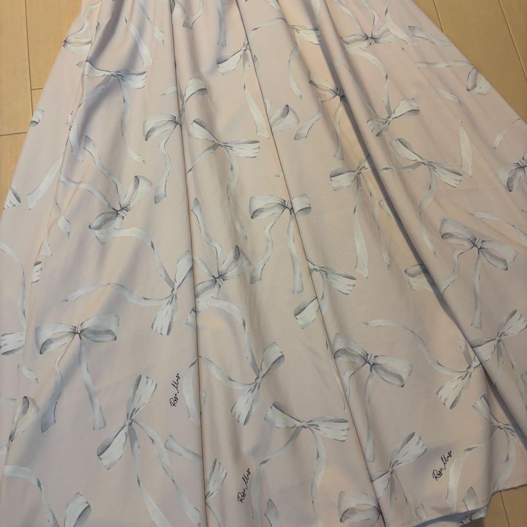 Rose muse Ribbon pattern cami dress ピンク