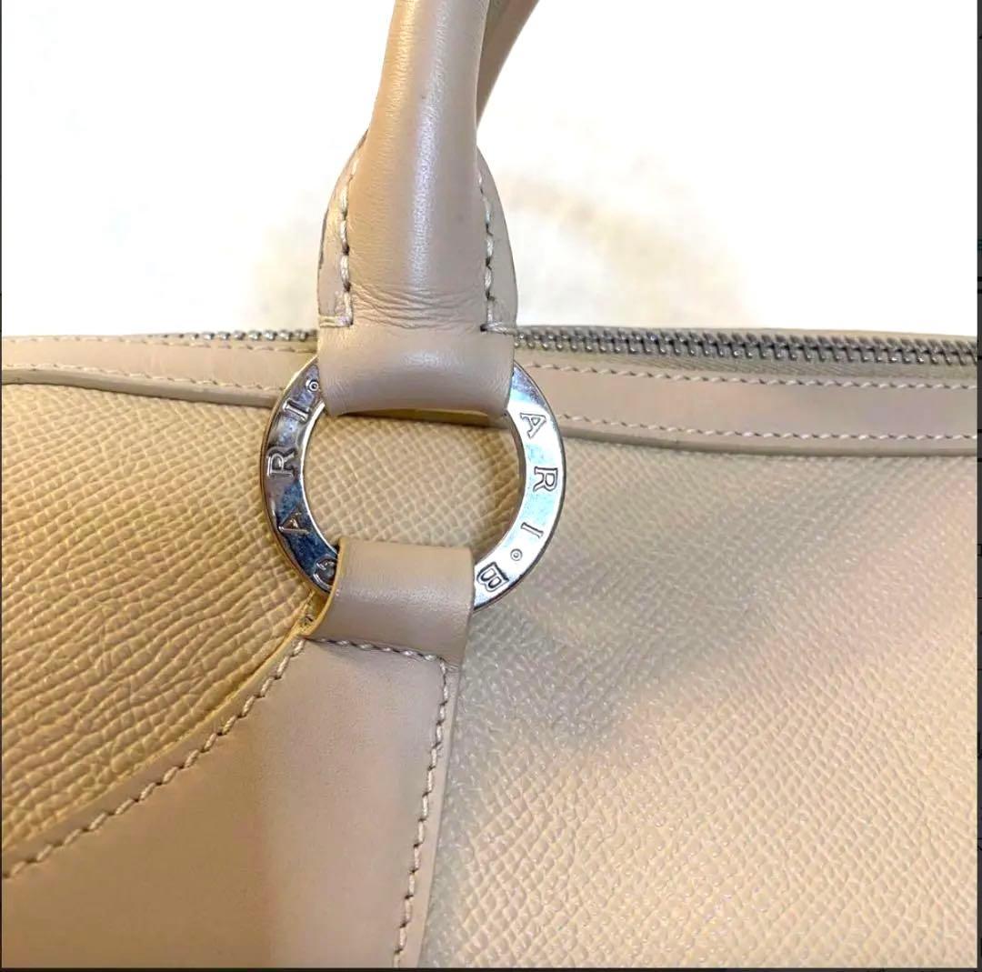 BVLGARI ブルガリ ボストンバッグ ハンドバッグ ベージュ レザー