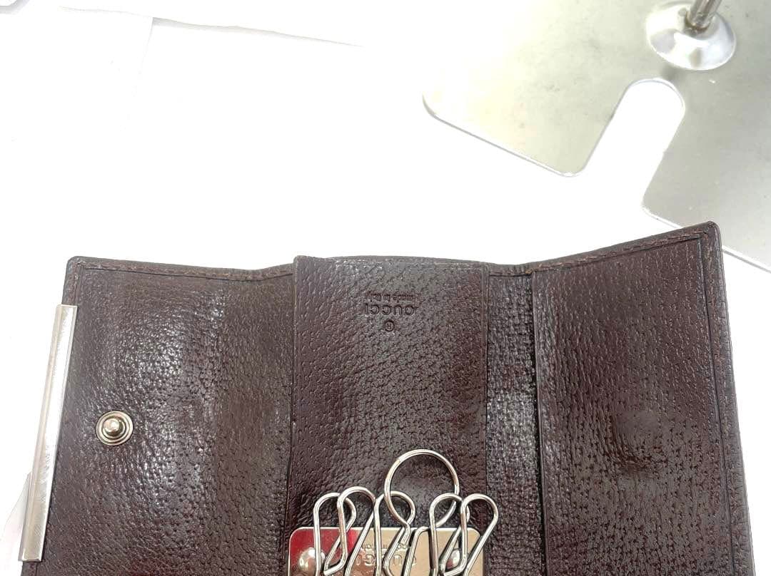 美品✨Gucci グッチ キーケース キャンバス ブラウン メタルバー