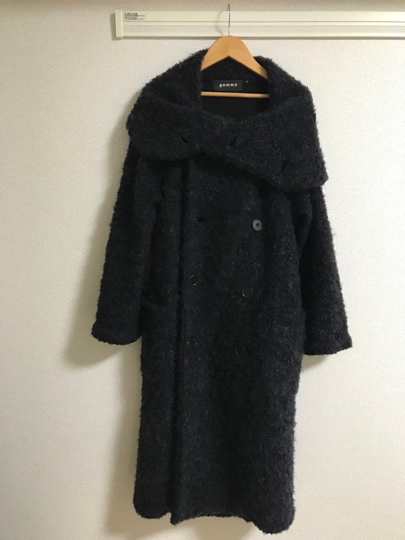 gomme ゴム　ロングコート　黒 マキヒロシゲ