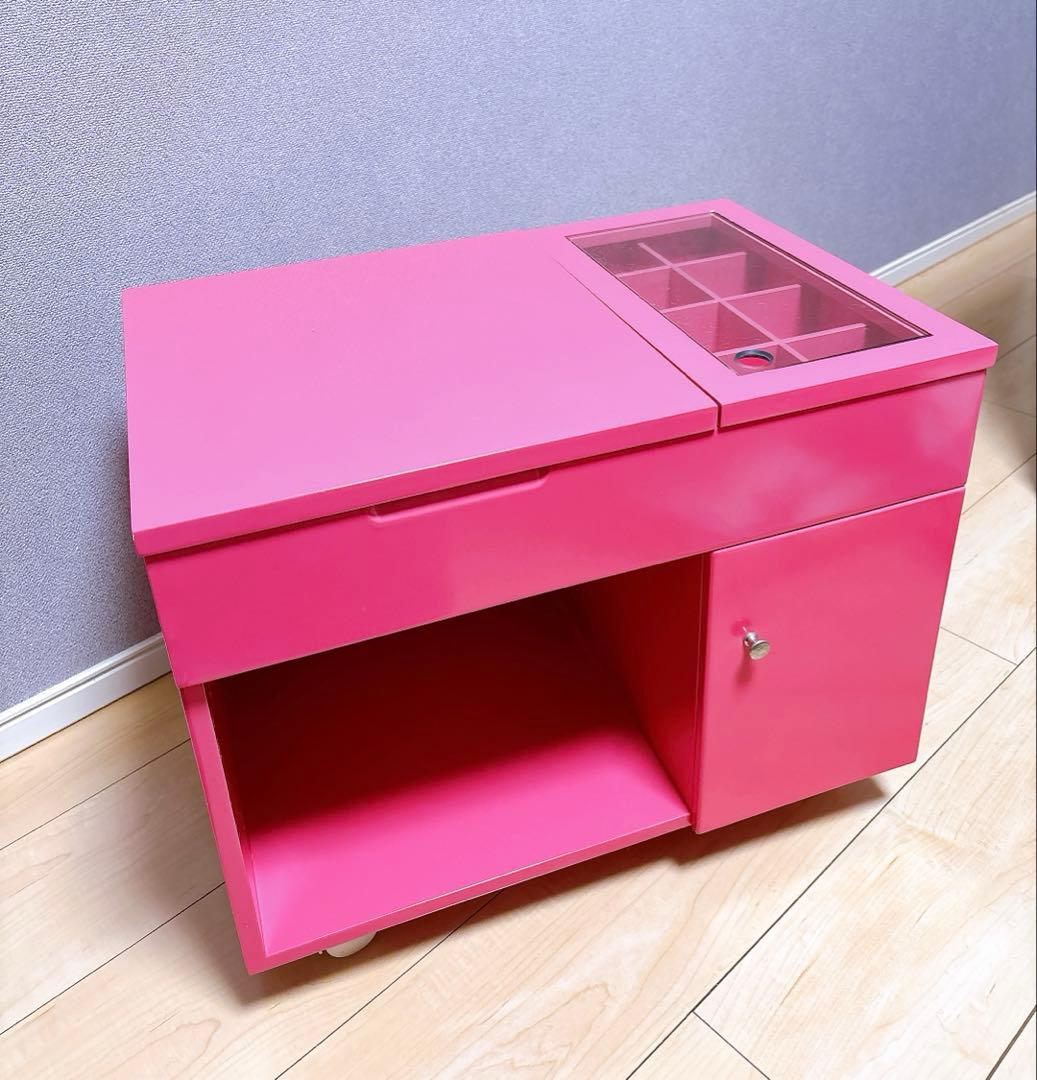 コスメワゴン　ピンク ドレッサー 鏡付き　値下げしました