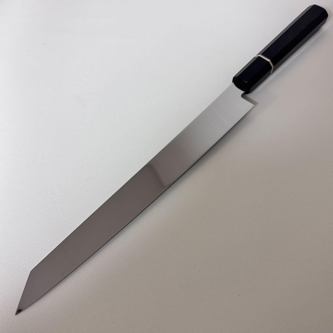 270mm 切付柳刃包丁 鏡面　黒檀黒水牛八角柄 刺身包丁 【全鋼】'ᗤ-