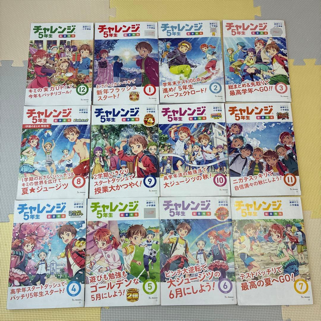 進研ゼミ　小学講座　チャレンジ５年生　2025年度　１年分　国語算数理科社会英語