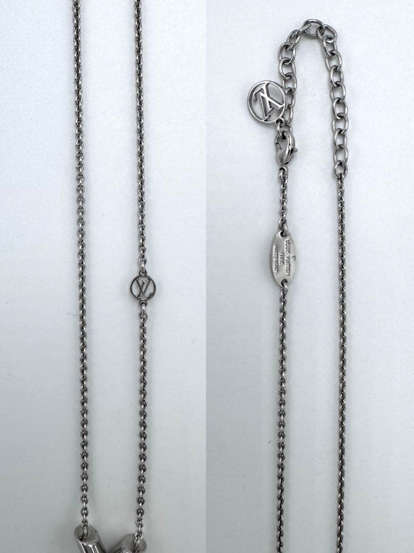 【美品】ルイ ヴィトン エセンシャルV ネックレス M63197 シルバー 箱有