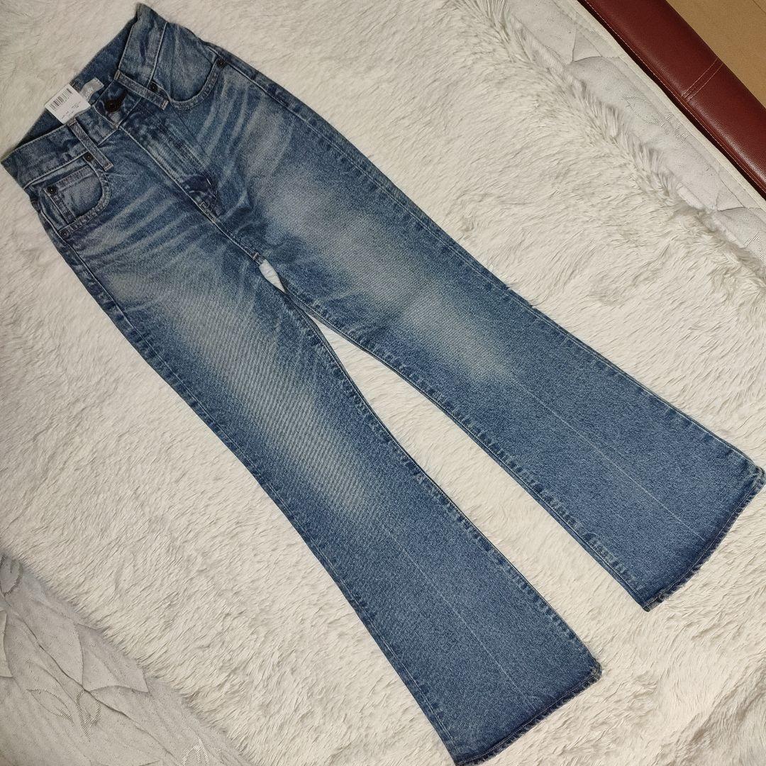 新品 MOUSSE size 22 MVS フレアデニム ライトブルー マウジー