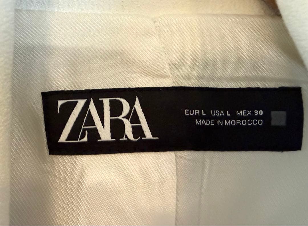 ZARA レディース ホワイト 白 ダブル テーラードジャケット Lサイズ 美品