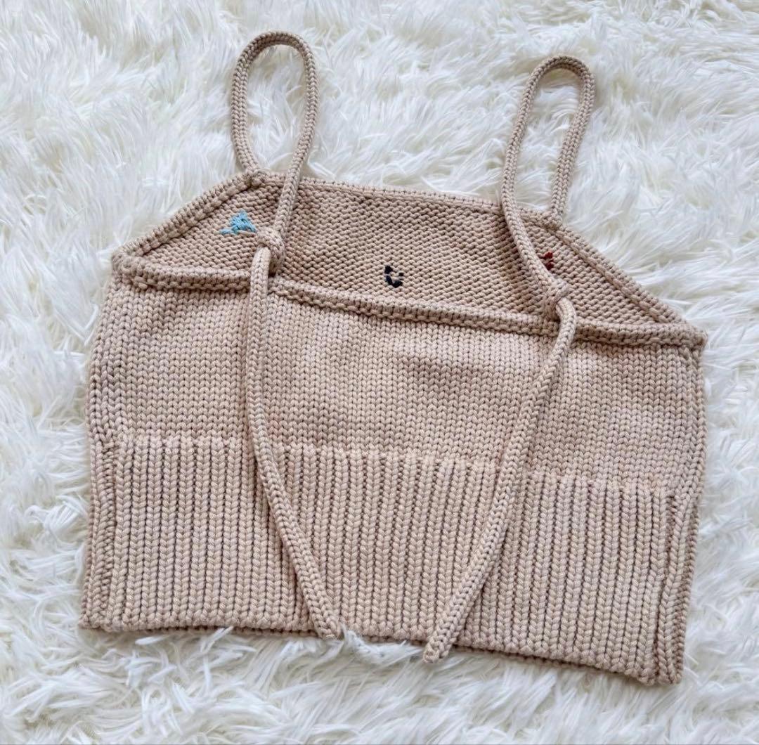 【未使用級】PINUE ハンドステッチニットキャミ＆カーデセット BEIGE