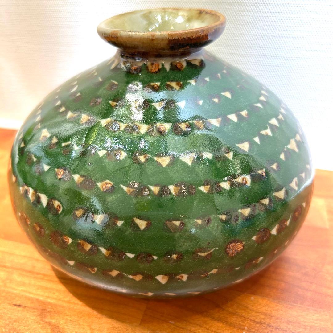 ⌘ メキシコ　壺　陶器　置物 ⌘ インテリア　トナラ　花瓶　緑　民芸品