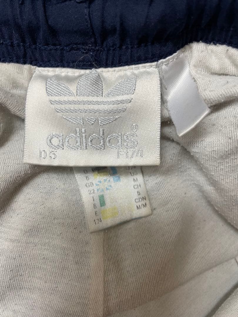 90s adidas アディダス　ナイロンパンツ　トレフォイル　ネイビー　刺繍