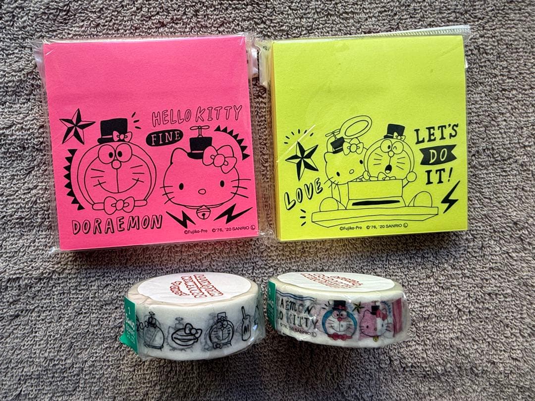 【ドラえもん×ハローキティ】クリアファイル、付箋、マスキングテープセット