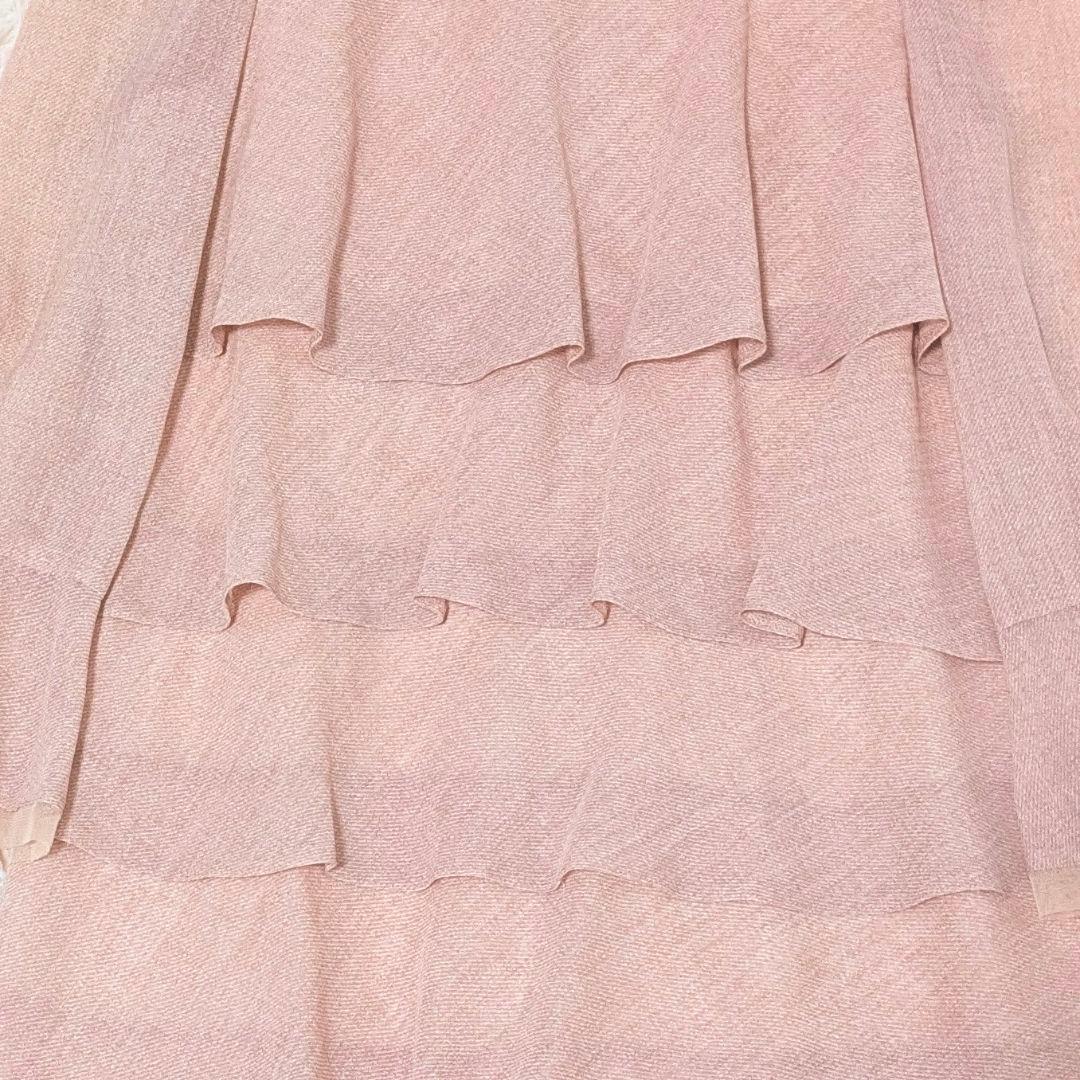 希少デザイン✨エムズグレイシー　シフォンティアードワンピース　ピンク　現行タグ