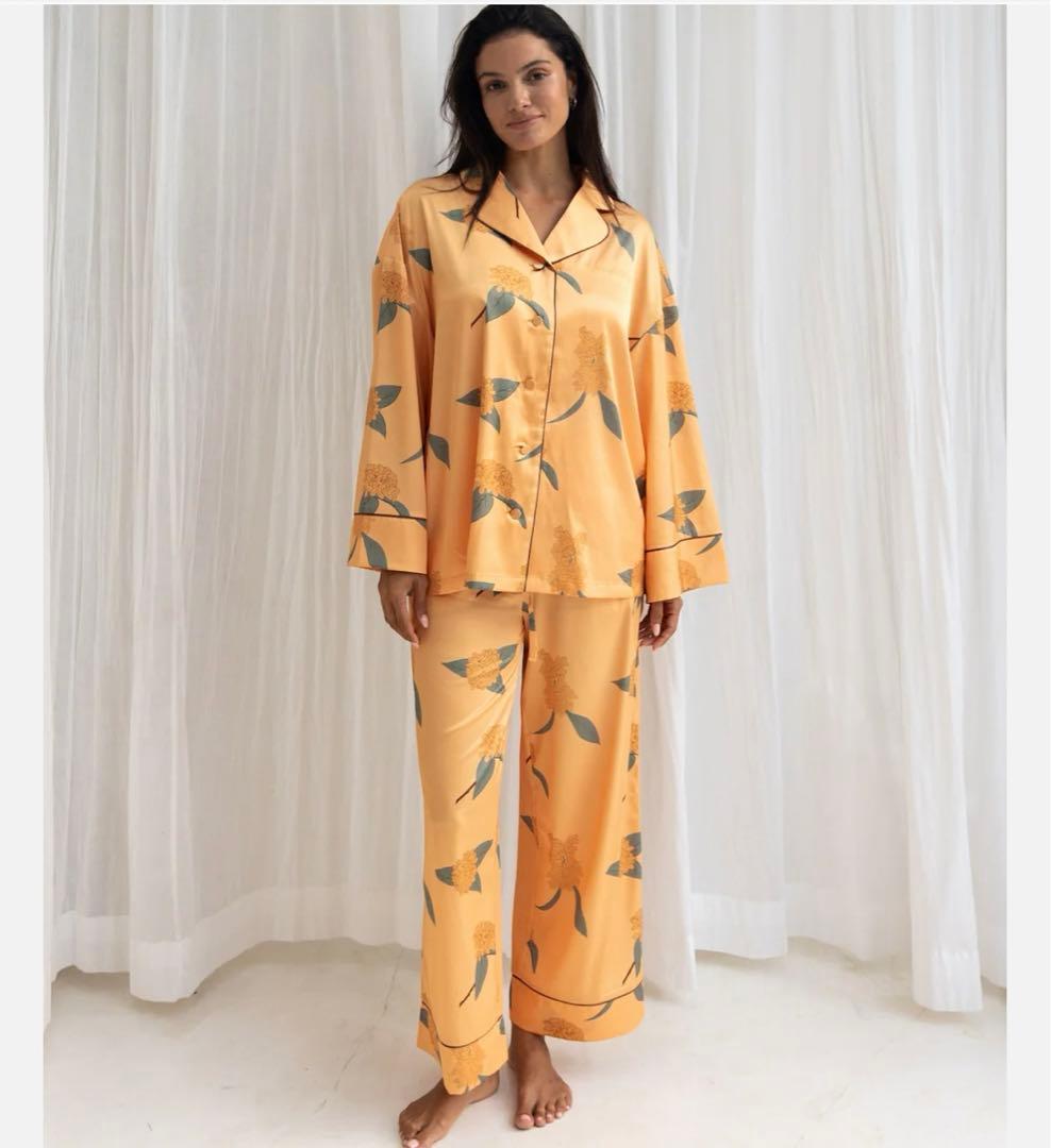 AMATERAS SATIN PAJAMA SHIRT 琥珀(ORANGE)