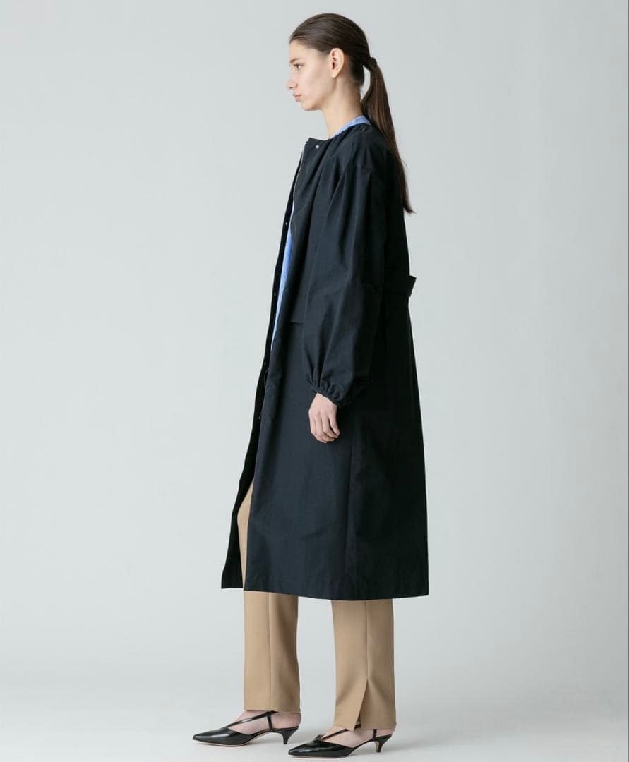 allureville 【美品】コットンナイロンクロスギャザーネックコート