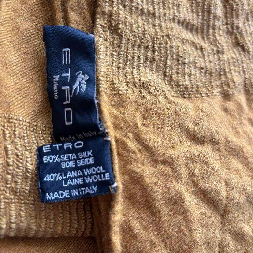 ETRO ウール 無地 大判ストール 長方形 マスタード レディース メンズ