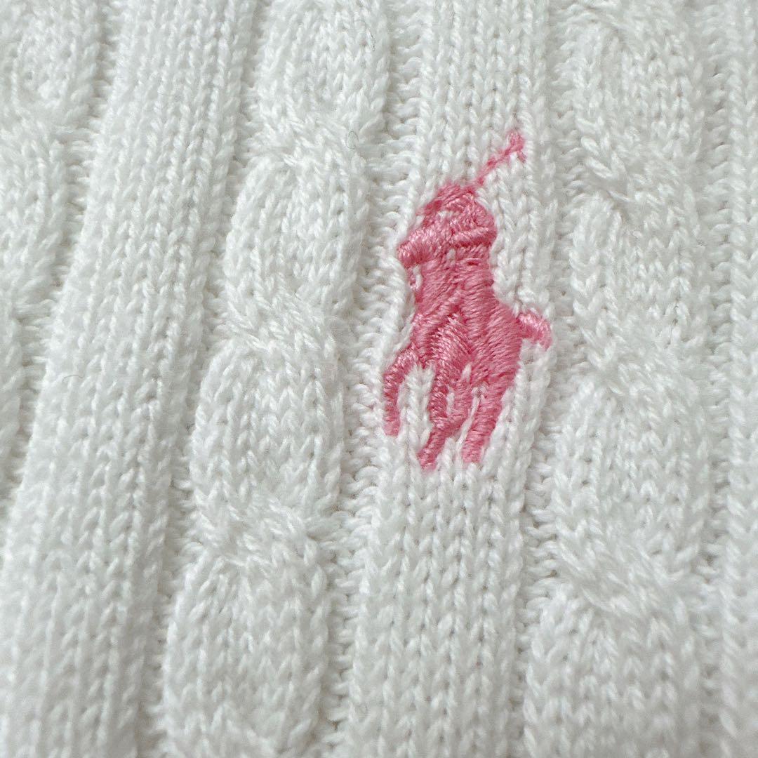 ラルフローレン　ケーブル編　カーディガン　フリル　160 ポニー刺繍