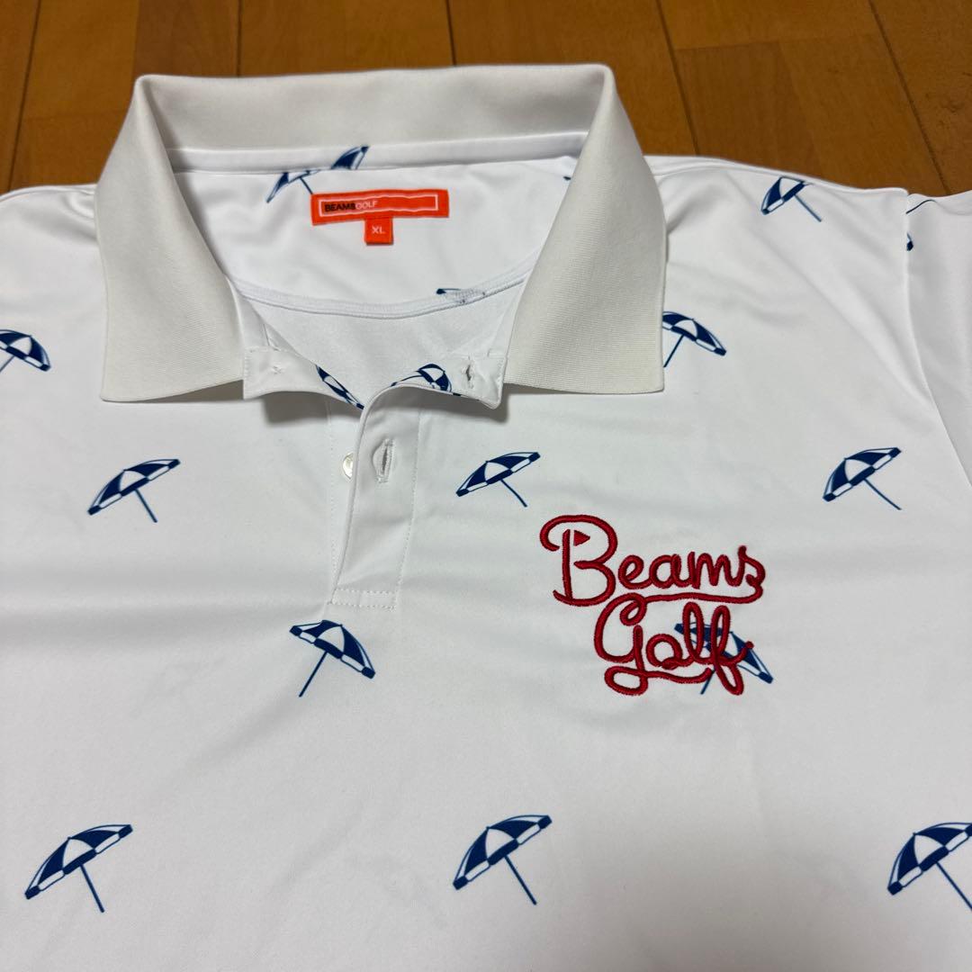 くまやん 美品　BEAMS GOLF ポロシャツ XL ホワイト 傘柄
