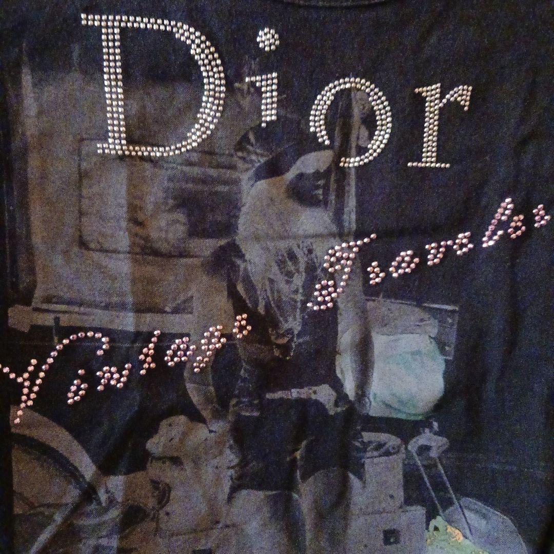 クリスチャン　ディオール　ネガグラフィックラインストーンTシャツ　カットソー黒