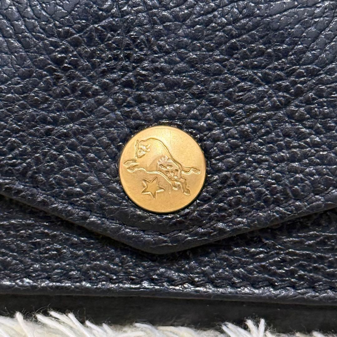 美品✨ イルビゾンテ　ロゴ刻印　金ボタン　二つ折り　財布　現行　ミニウォレット