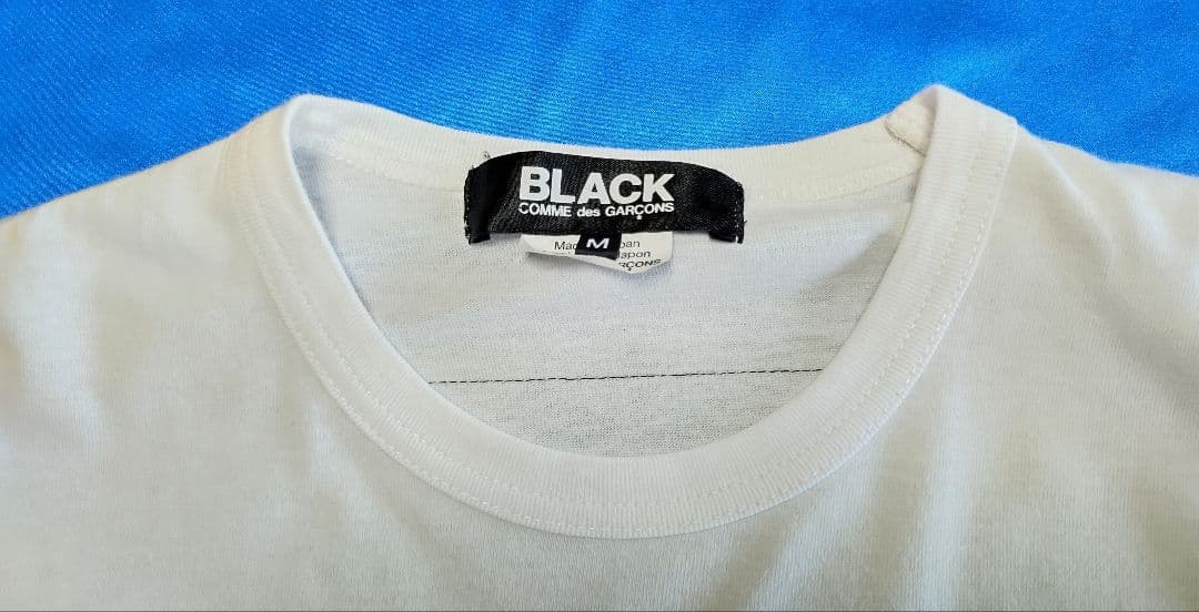 ブラック コムデギャルソン 半袖Tシャツ 背中にポリエステル黒ライン縫い付け M
