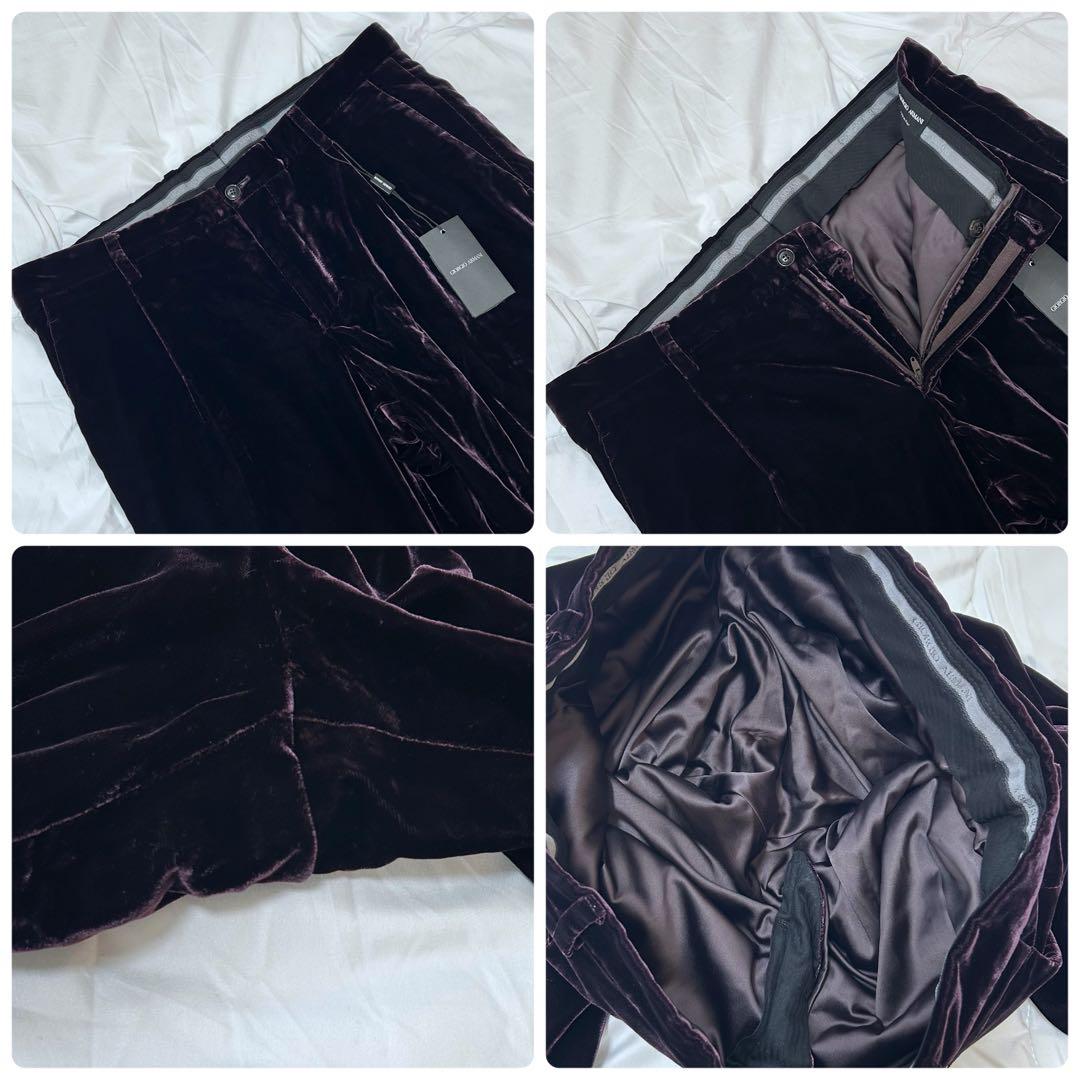 新品 GIORGIO ARMANI アルマーニ ベロア 光沢 パンツ 50
