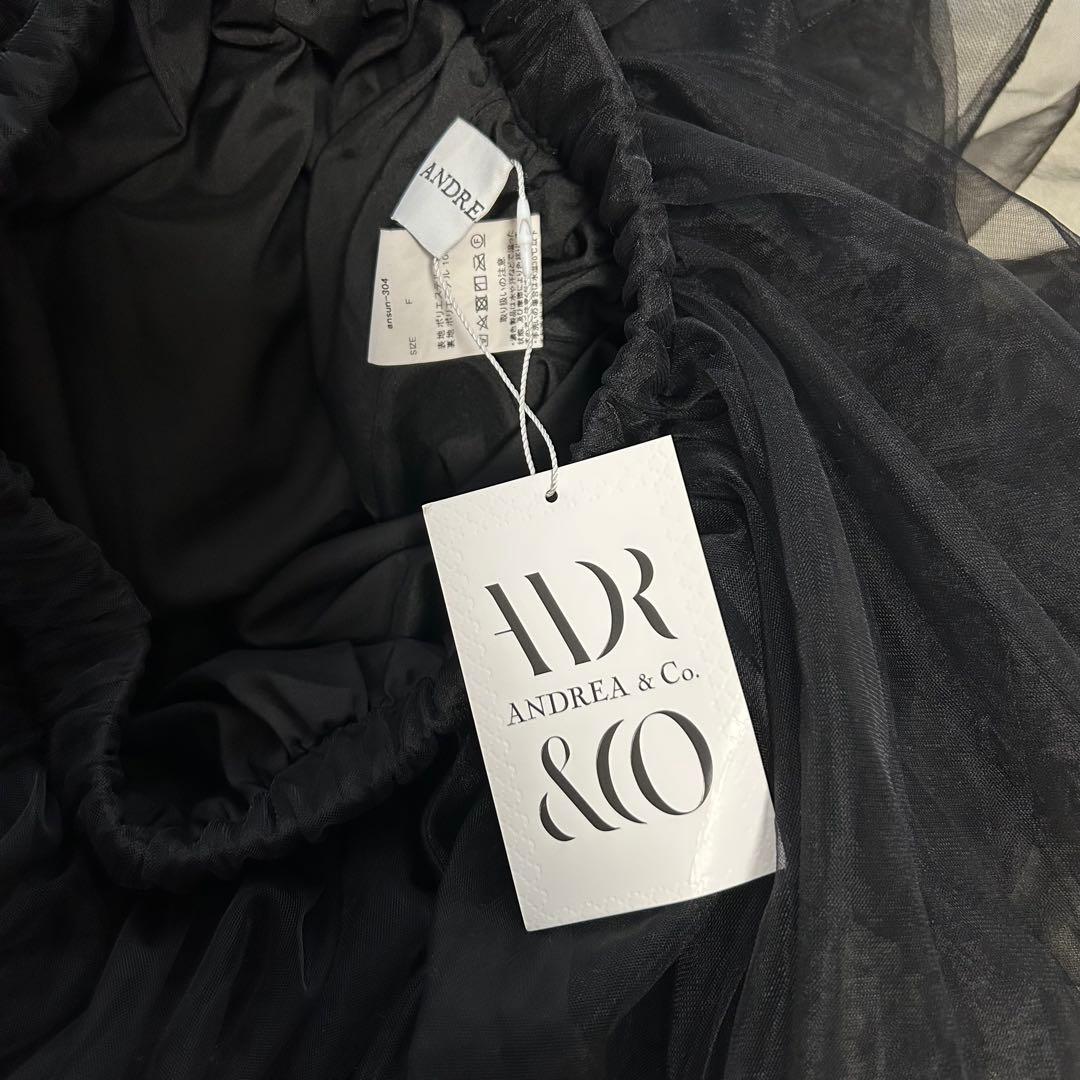 新品未使用　ANDREA&Co. ブラック ボリュームフリルチュールスカート