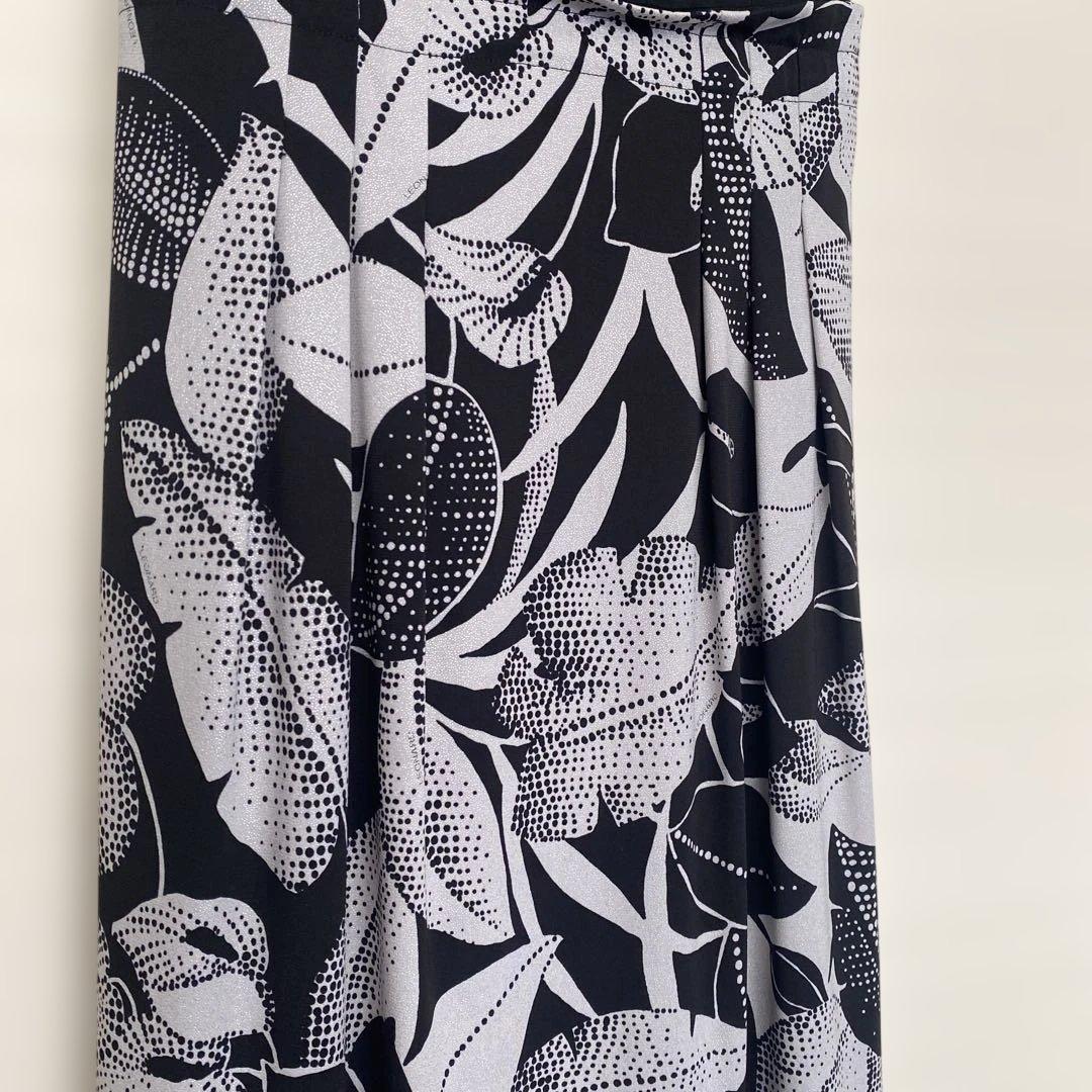 【美品】レオナールLEONARD ノーカラージャケットワンピース　黒グレー　40