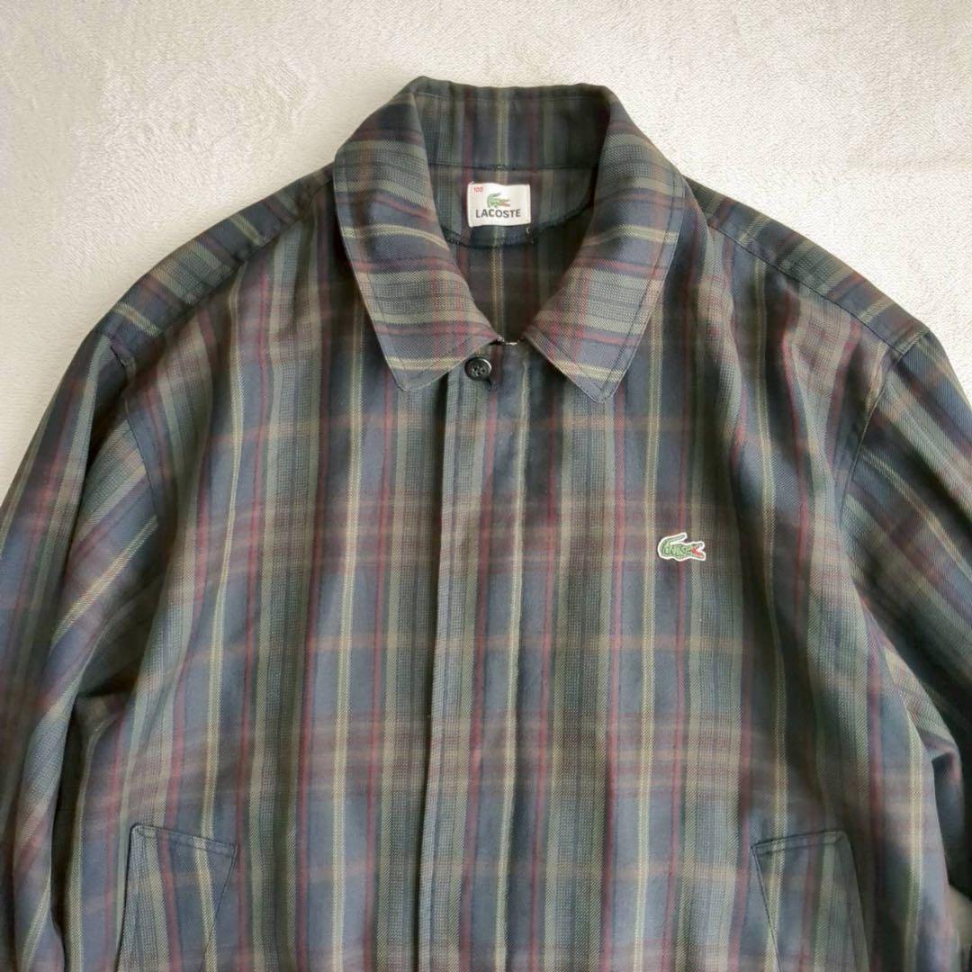 ラコステ◇スイングトップ チェック ブルゾン フルジップ ヴィンテージ 90s