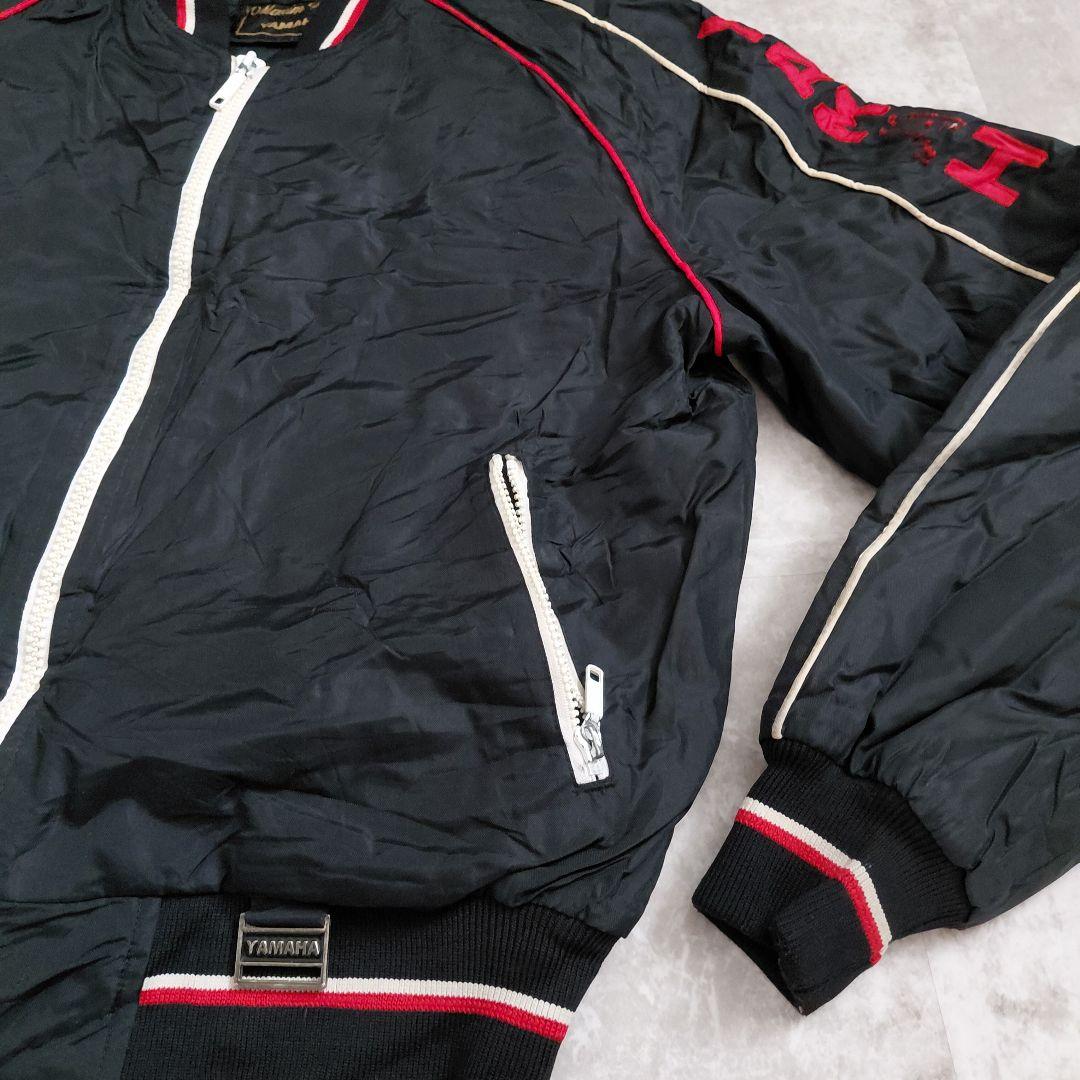 90s YAMAHA 中綿 レーシングジャケット 黒 刺繍ロゴ 一点物