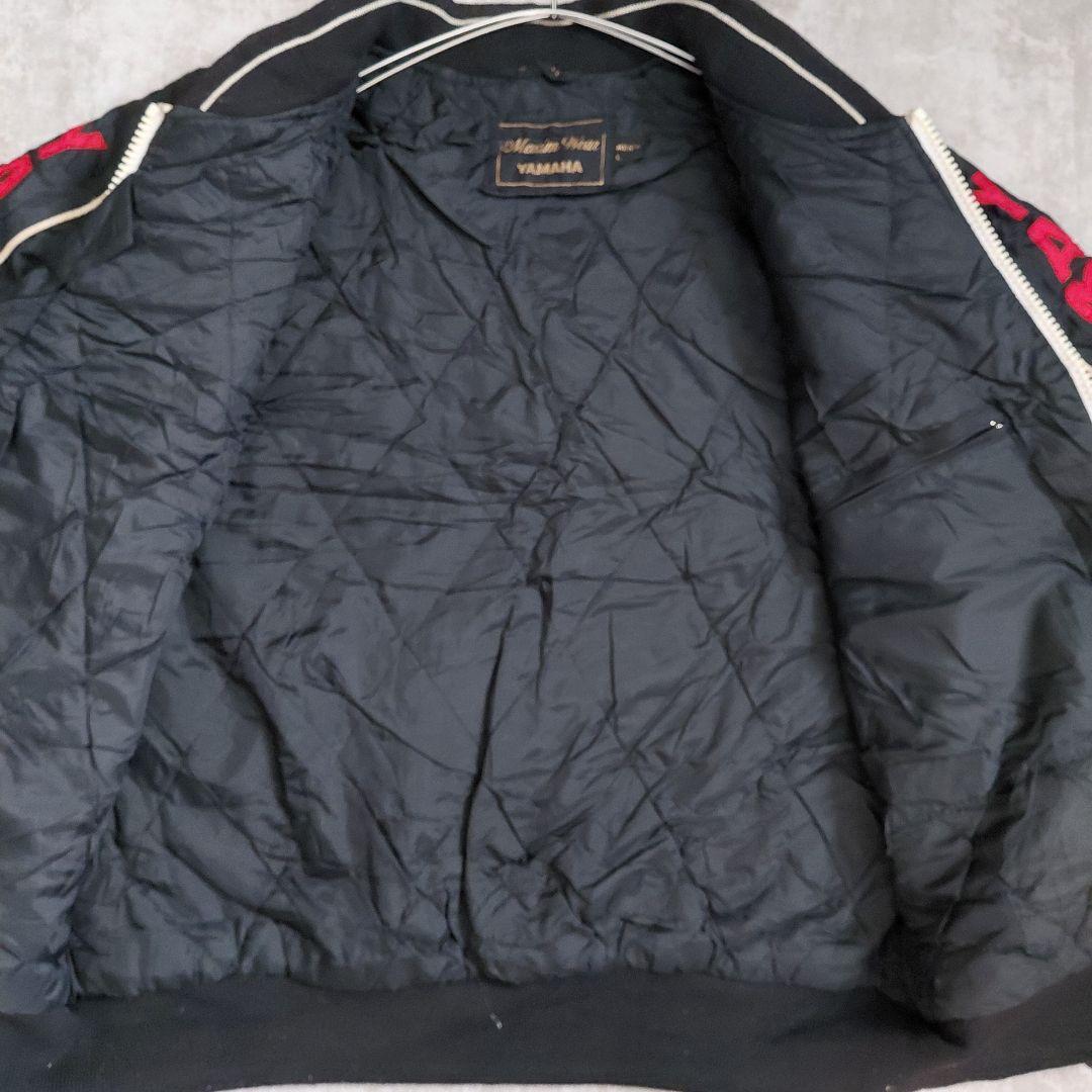 90s YAMAHA 中綿 レーシングジャケット 黒 刺繍ロゴ 一点物