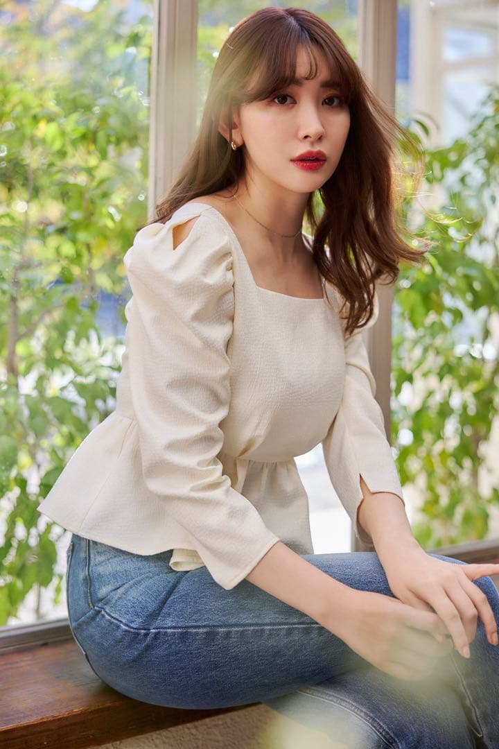 トップス Herlipto Volume Sleeve Jacquard Top