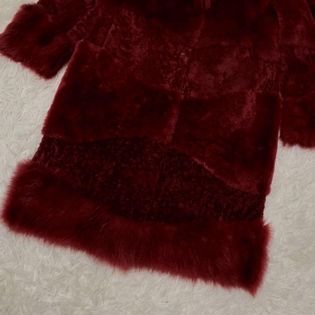 最高級◎美品◎Escada ロングコート 赤 レッド ムートン調 レディース