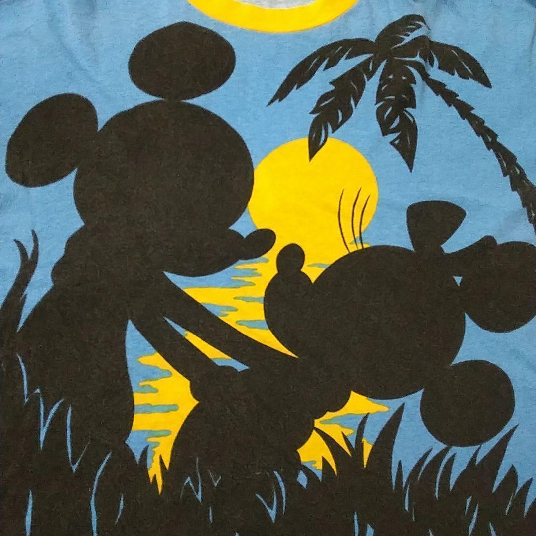 雰囲気抜群☆ディズニー ミッキー ミニー 両面プリント リンガーネック Tシャツ