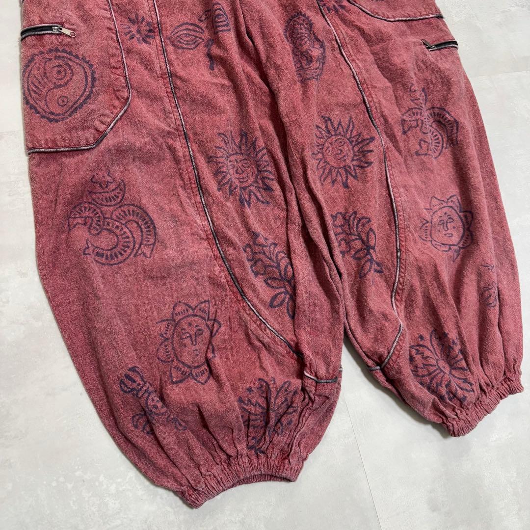vintage バルーンパンツ　ネパール製　コットン　赤　民族　ネイティブ