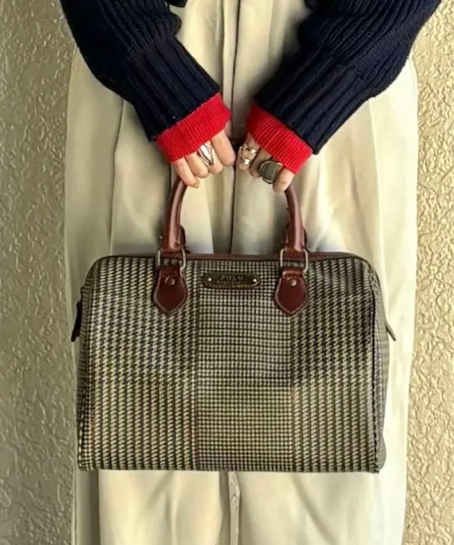 極美品‼️POLO Ralph Lauren 千鳥格子柄 ミニボストンバック