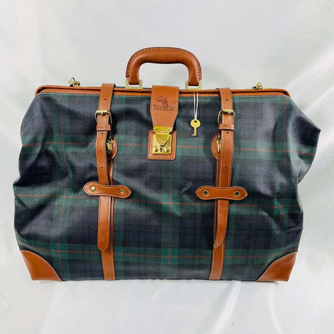 【美品】Polo Mallet ボストンバッグ グリーンチェックドクターズバッグ