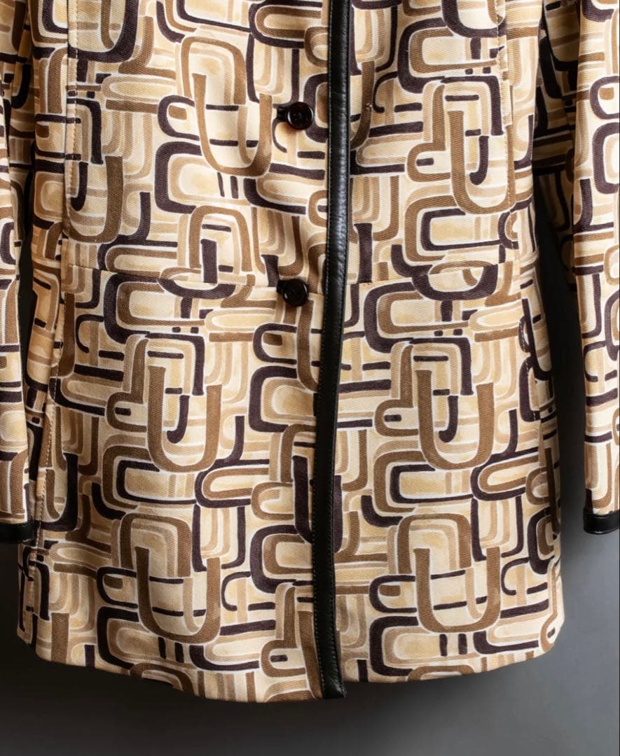 PRADA 1996 コート ミドル丈 幾何学 レザートリムデザイン プラダ
