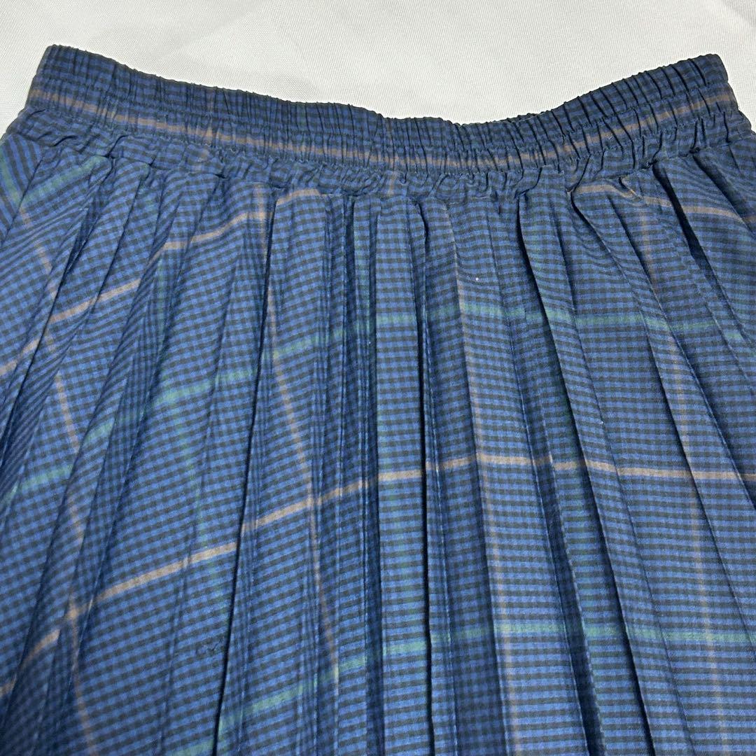 【美品】ZUCCa ズッカチェック プリーツ ブルー系スカート レディース M
