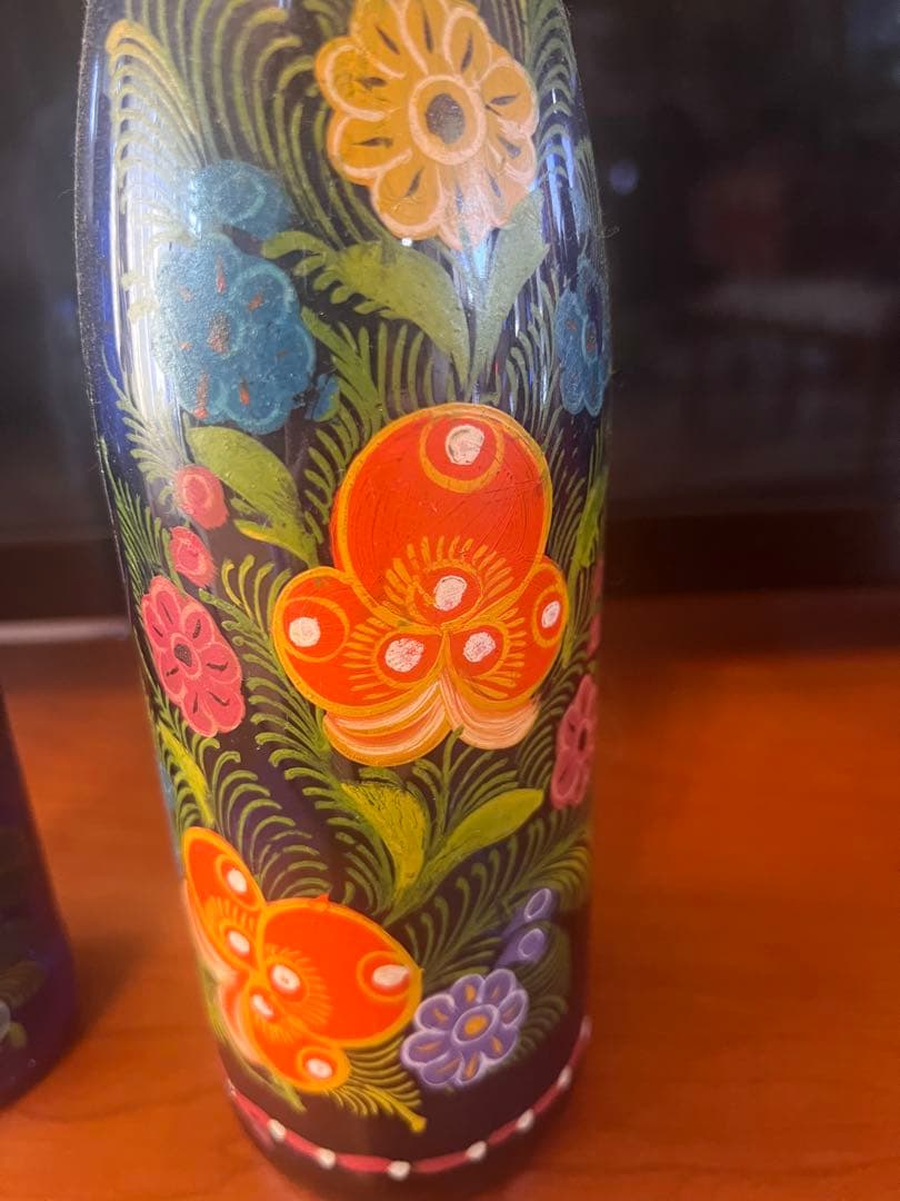 680 メキシコ花柄のガラス瓶セット